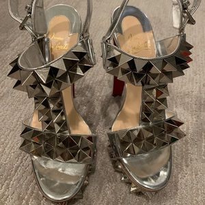 Christian Louboutin Silver Spike Heels